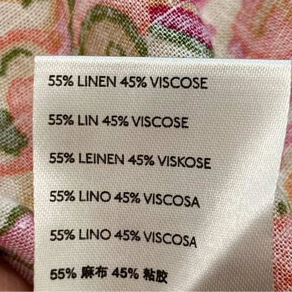 FREE PEOPLE SUMMER IN TULUM LINEN BLEND TUNIC PEBLUM PINK FLORAL mini dress/TOP - Picture 16 of 16